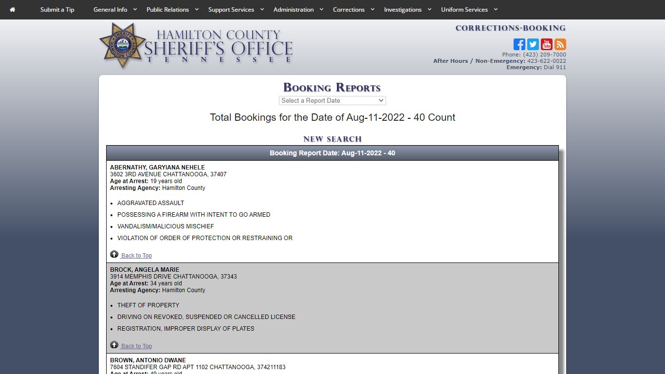 HCSO-Corrections-Booking Reports